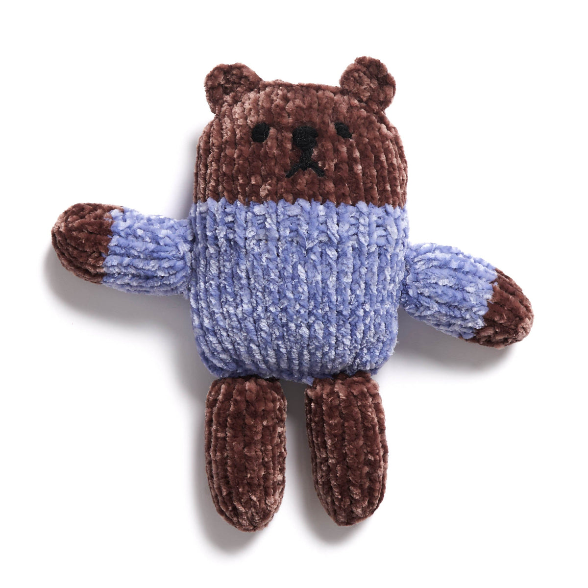 Bernat Knit Velvet Bears Pattern | stocking stitch, seamed, embroidery