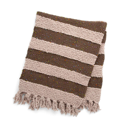 Bernat Let's Stripe it Cozy Knit Throw Pattern | garter stitch, fringe