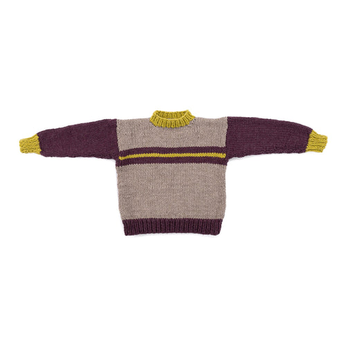 Bernat Cloudy Day Knit Sweater Pattern | stocking stitch, ribbing, colors