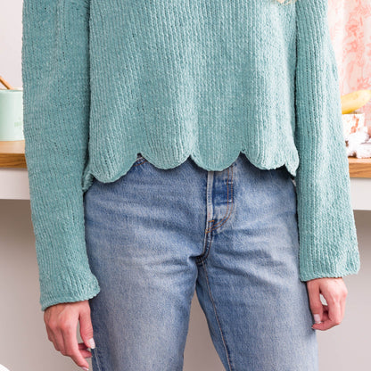 Bernat Scallop Edge Knit Sweater Pattern | stocking stitch, seaming, gift