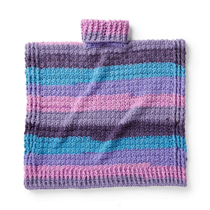 Caron Cozy Adult Turtleneck Crochet Poncho Pattern | ribbed, seaming, bulky