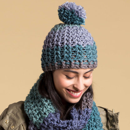 Caron Crochet Winter Hat Pattern | Tea Cakes, self-striping, textured