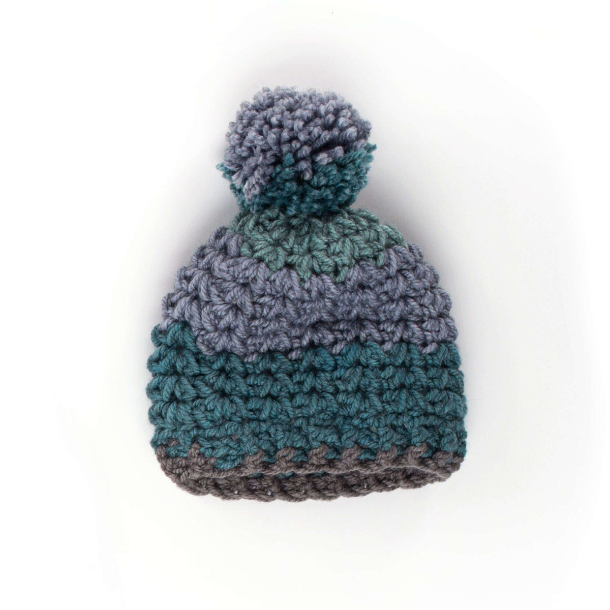 Caron Crochet Winter Hat Pattern | Tea Cakes, self-striping, textured