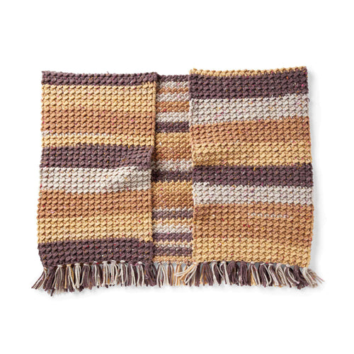 Caron Pecan Sprinkle Crochet Ruana Pattern | textured, fringe, Cape