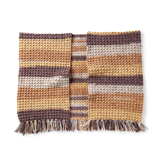 Caron Pecan Sprinkle Crochet Ruana Pattern | textured, fringe, Cape