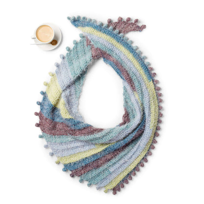 Caron Crochet Bobble Fringe Shawl Pattern | Latte Cakes, stripes, colorful