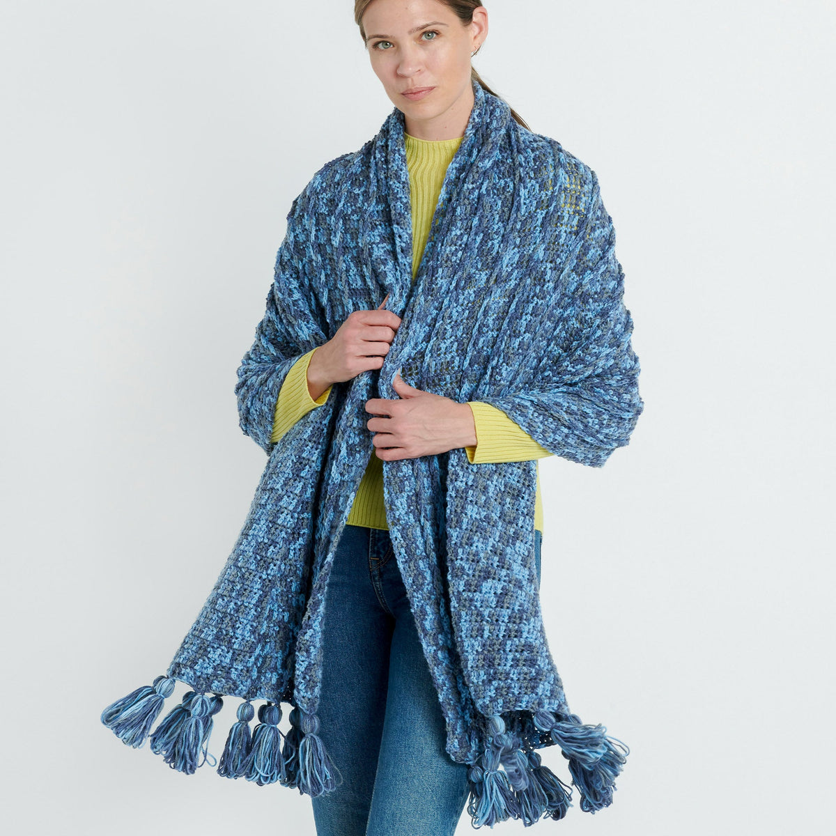 Caron Chain Ridge Crochet Shawl Pattern | texture, textured, Easy