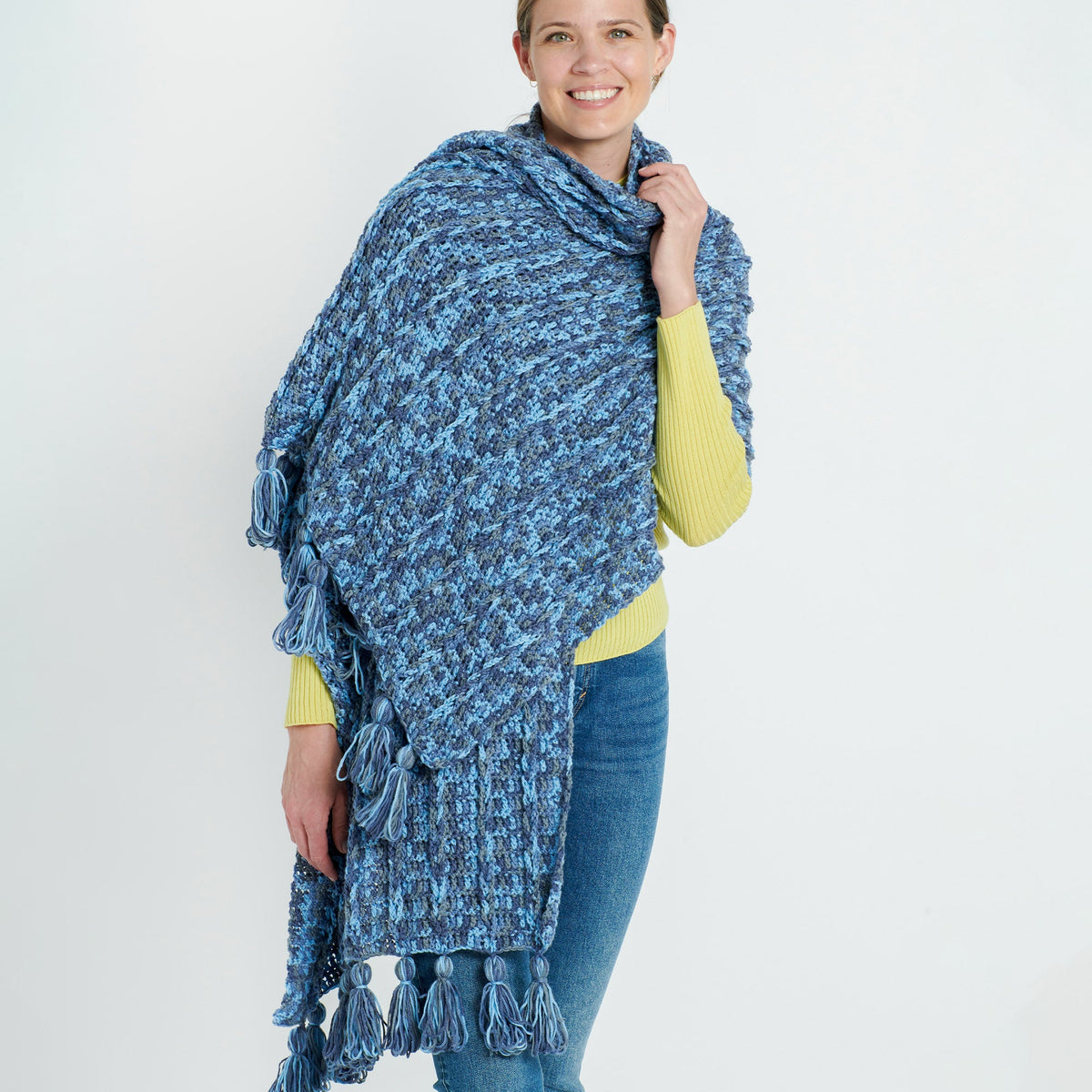 Caron Chain Ridge Crochet Shawl Pattern | texture, textured, Easy