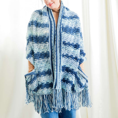 Caron Stripes & Texture Crochet Pocket Shawl Pattern | gift, textured