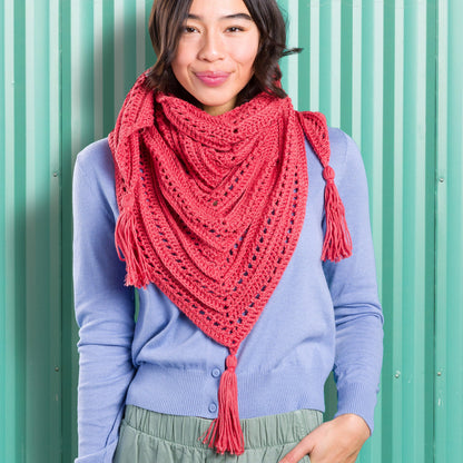 Caron Lace & Ribs Crochet Triangle Shawl Pattern | Women, Easy