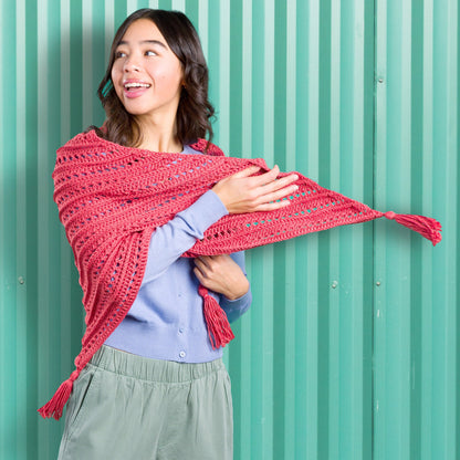 Caron Lace & Ribs Crochet Triangle Shawl Pattern | Women, Easy