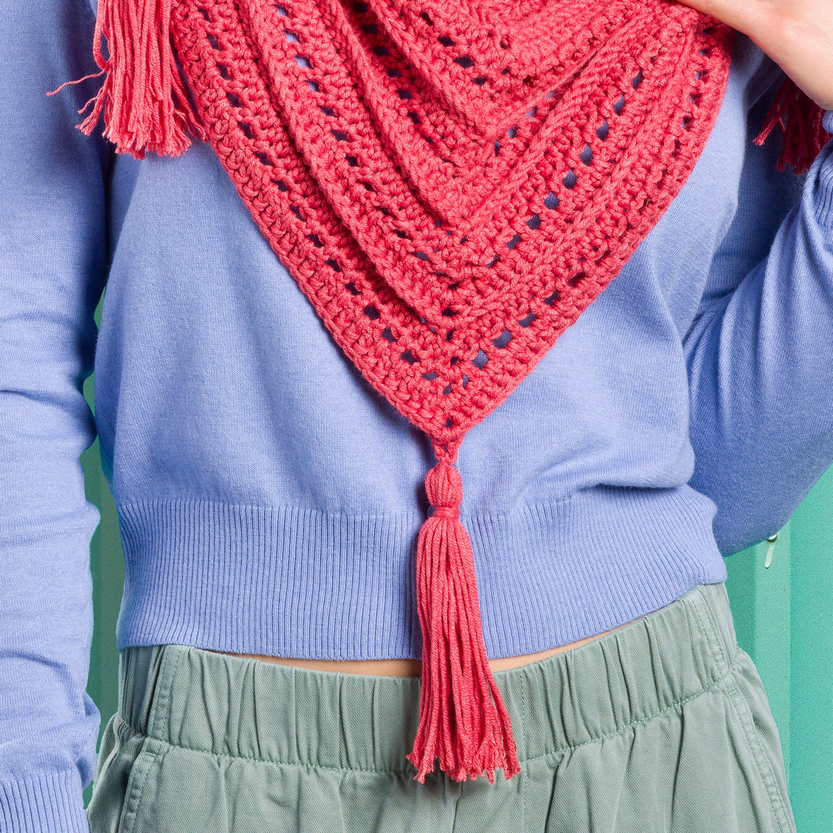 Caron Lace & Ribs Crochet Triangle Shawl Pattern | Women, Easy