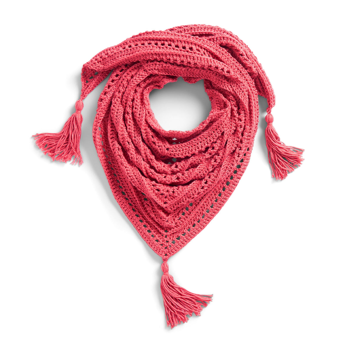 Caron Lace & Ribs Crochet Triangle Shawl Pattern | Women, Easy