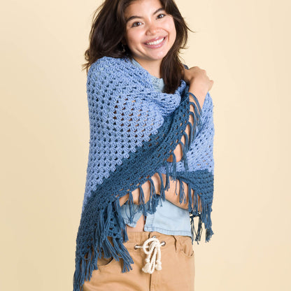 Caron Going Granny Crochet Shawl Pattern | colors, shades, fringe