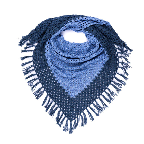 Caron Going Granny Crochet Shawl Pattern | colors, shades, fringe