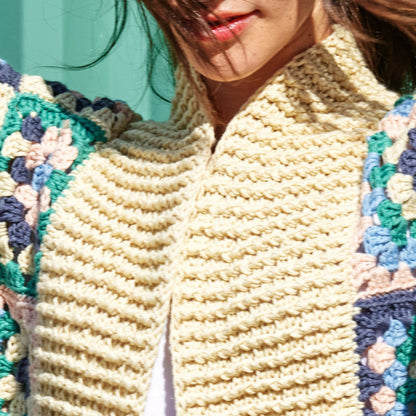 Caron Crochet Granny Boxy Cardigan Pattern | Colorama Bamboo Blend, Easy