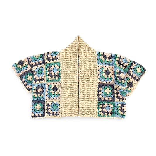 Caron Crochet Granny Boxy Cardigan Pattern | Colorama Bamboo Blend, Easy