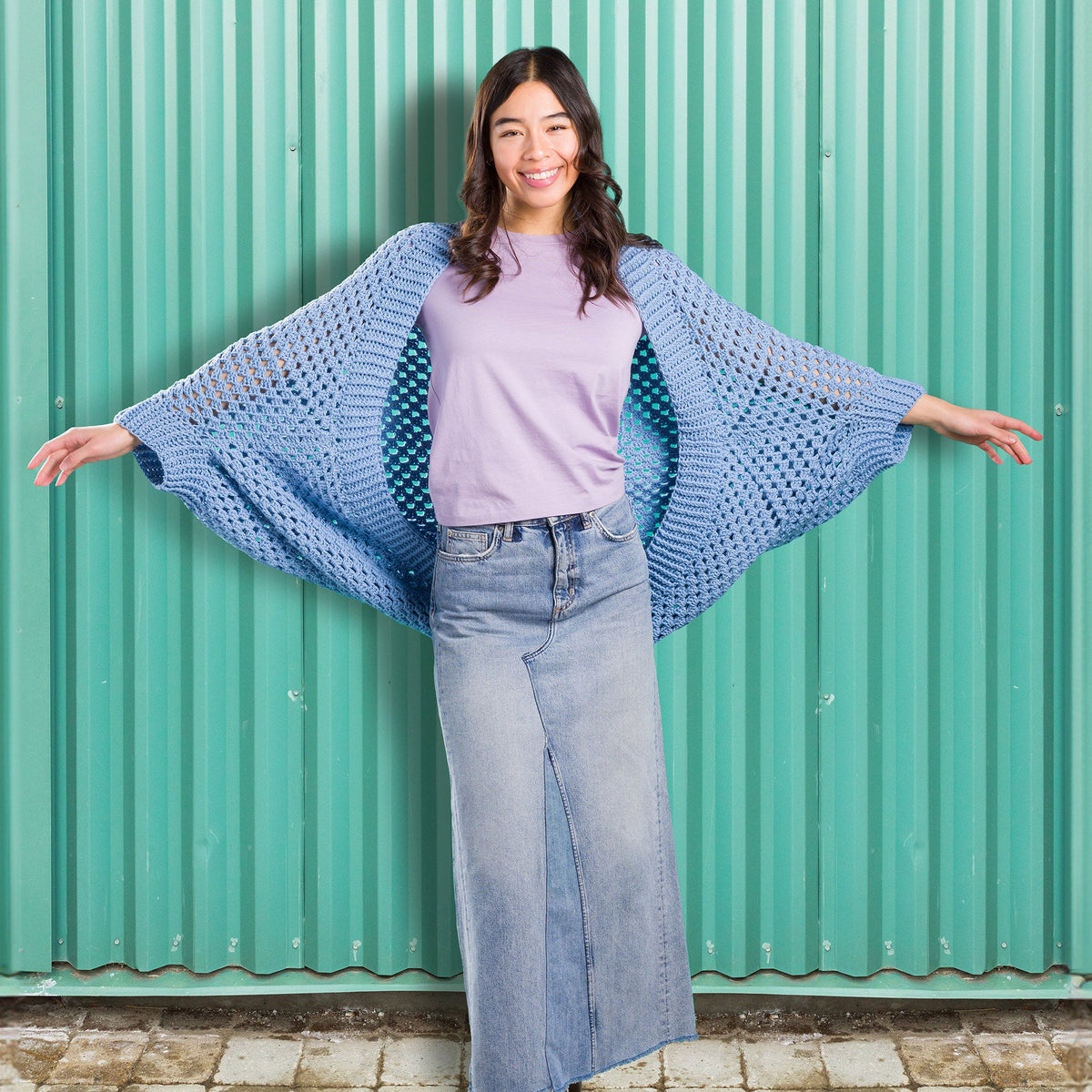 Caron Crochet Granny Square Cocoon Pattern | assembly, Sweater/Cardigan