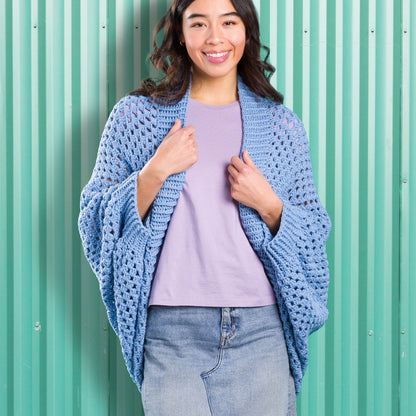 Caron Crochet Granny Square Cocoon Pattern | assembly, Sweater/Cardigan