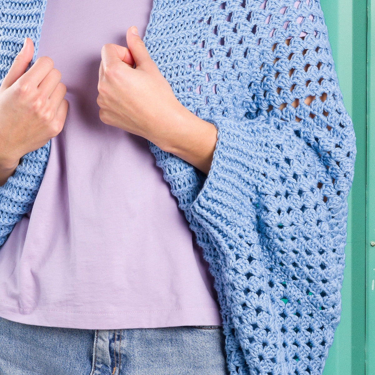 Caron Crochet Granny Square Cocoon Pattern | assembly, Sweater/Cardigan