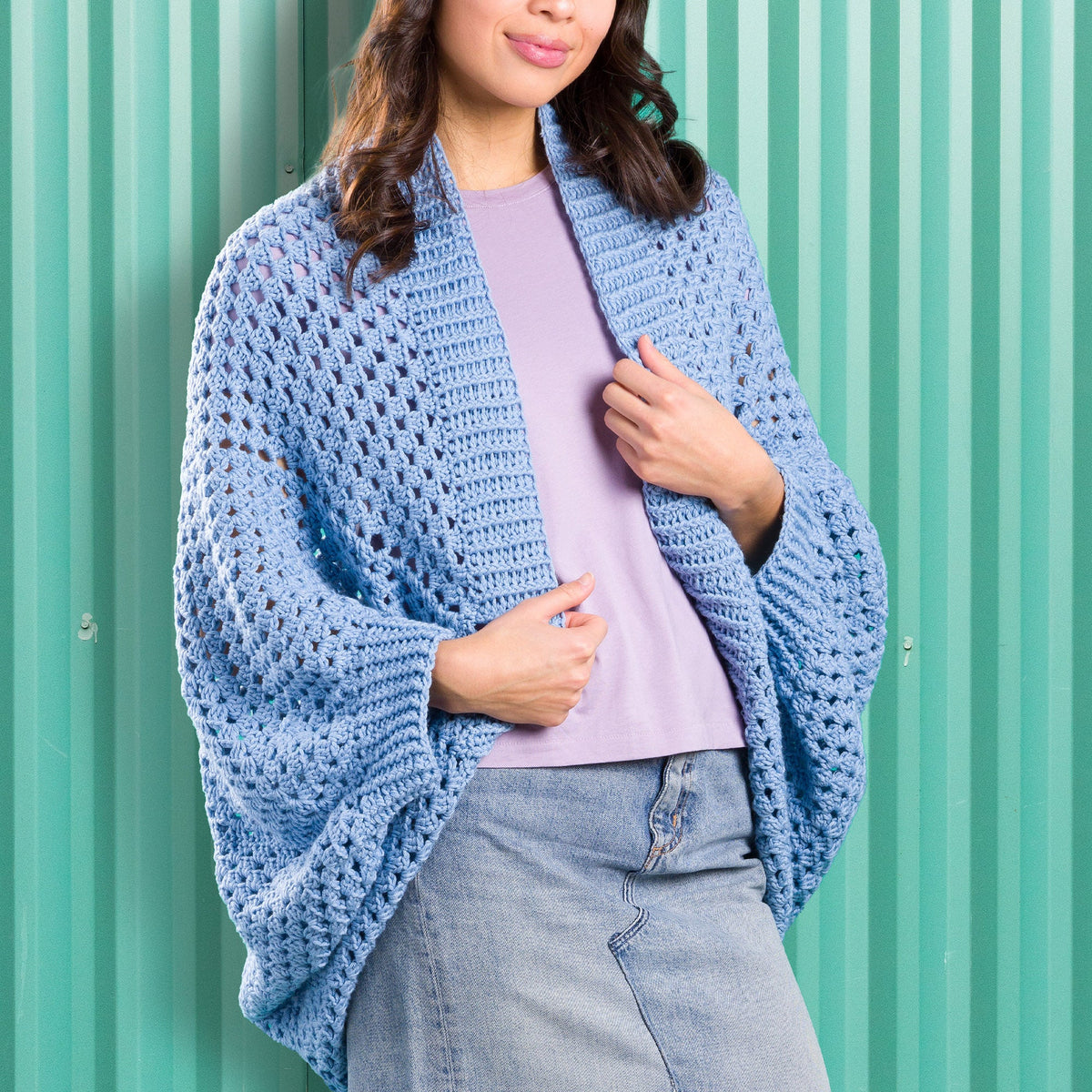 Caron Crochet Granny Square Cocoon Pattern | assembly, Sweater/Cardigan