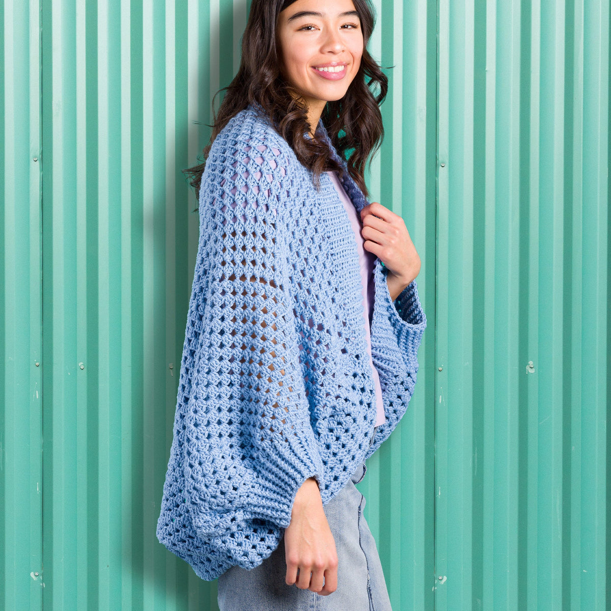 Caron Crochet Granny Square Cocoon Pattern | assembly, Sweater/Cardigan