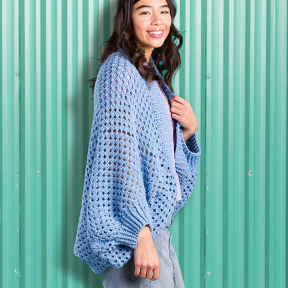 Caron Crochet Granny Square Cocoon Pattern | assembly, Sweater/Cardigan