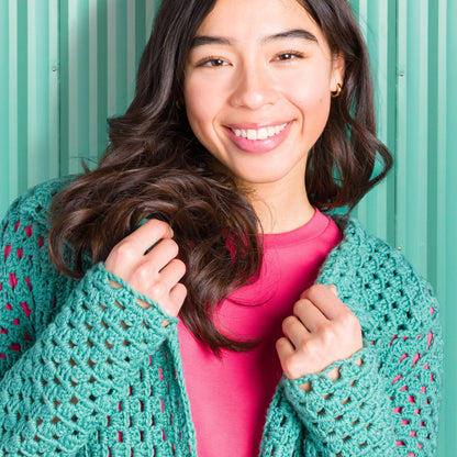 Caron Granny Cluster Crochet Cardigan Pattern | increases, assembly