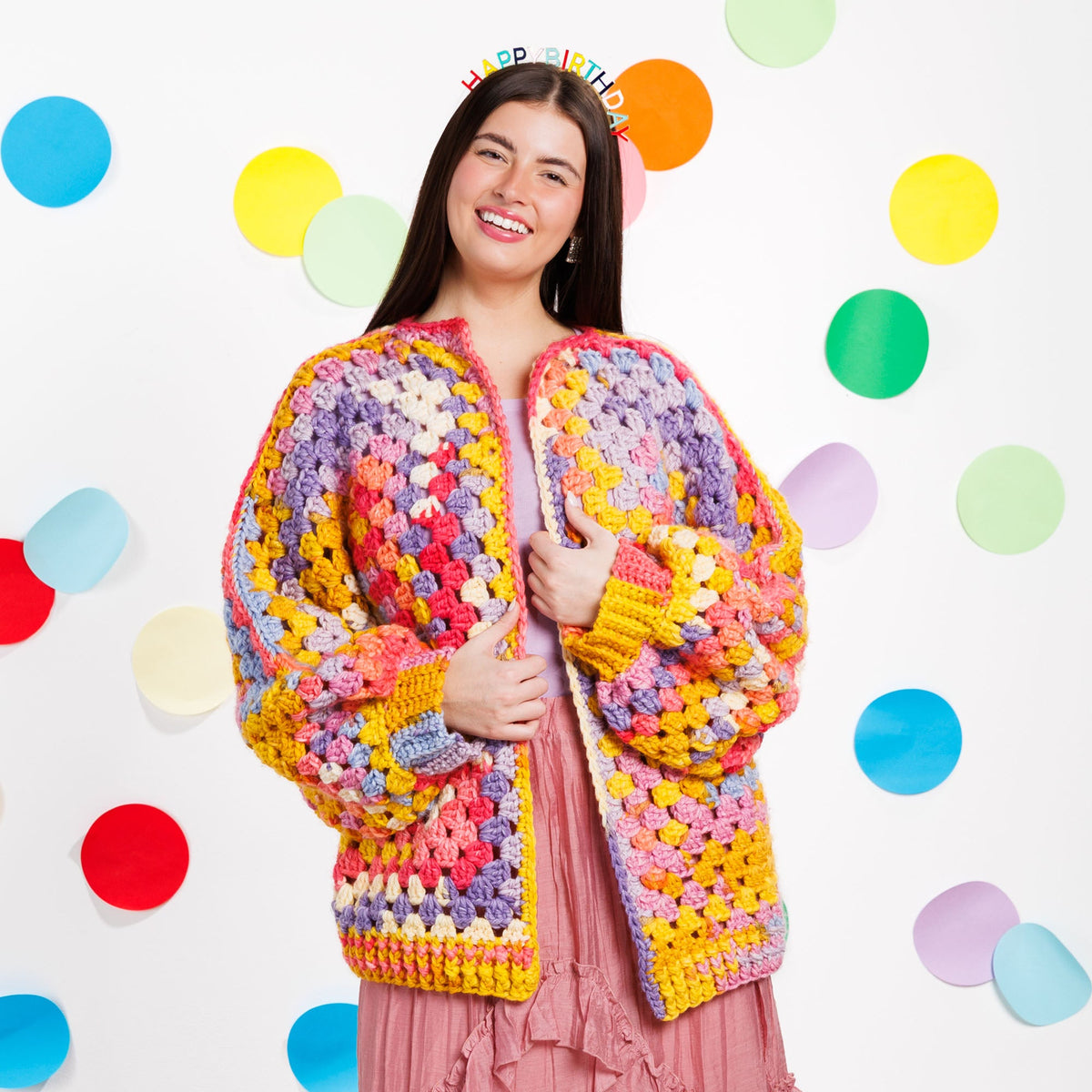 Caron Crochet Hexi-Cardigan Pattern | seamed, rounds, rows