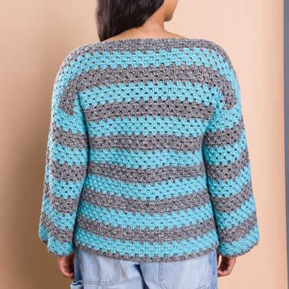 Caron Statement Stripes Crochet Pullover Pattern | granny stitch, shades