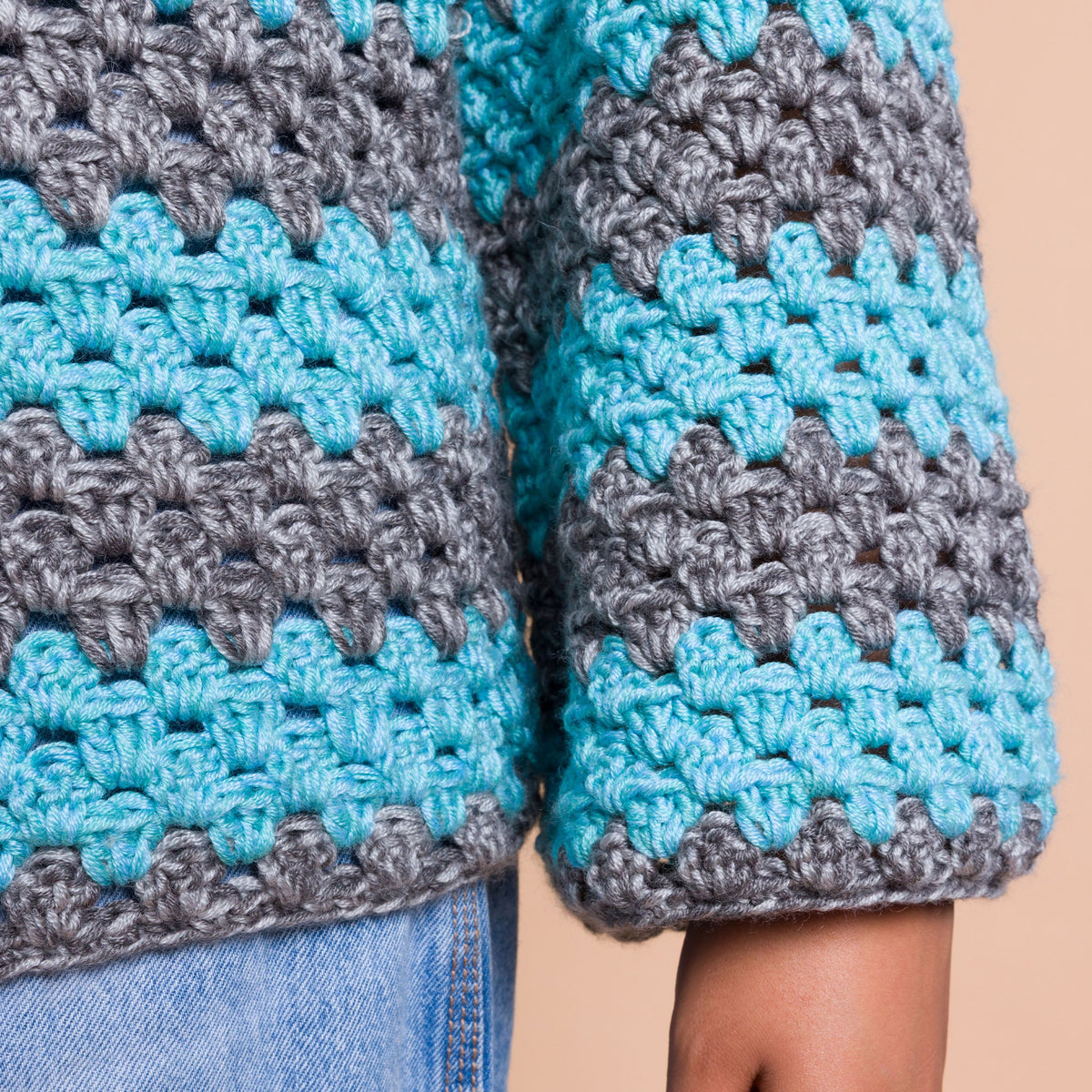 Caron Statement Stripes Crochet Pullover Pattern | granny stitch, shades