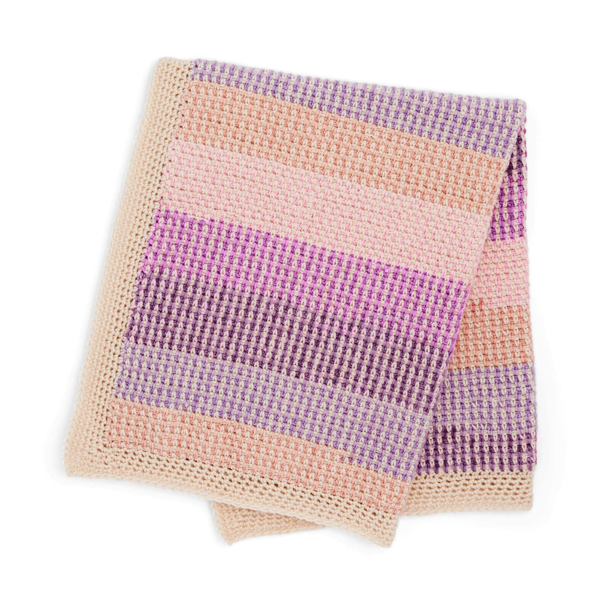 Caron Mini Moss Stitch Crochet Baby Blanket Pattern | self-striping, shades