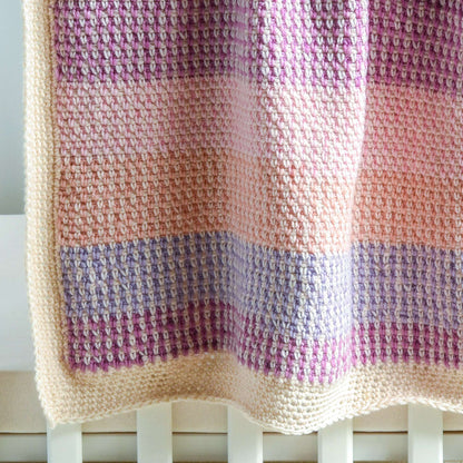 Caron Mini Moss Stitch Crochet Baby Blanket Pattern | self-striping, shades