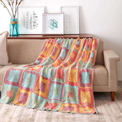 Caron Colorful Crochet Granny Squares Blanket - 1414 Pattern | colors, Home