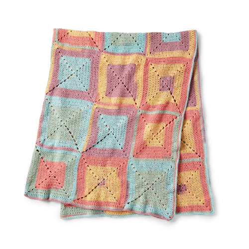 Caron Colorful Crochet Granny Squares Blanket - 1414 Pattern | colors, Home
