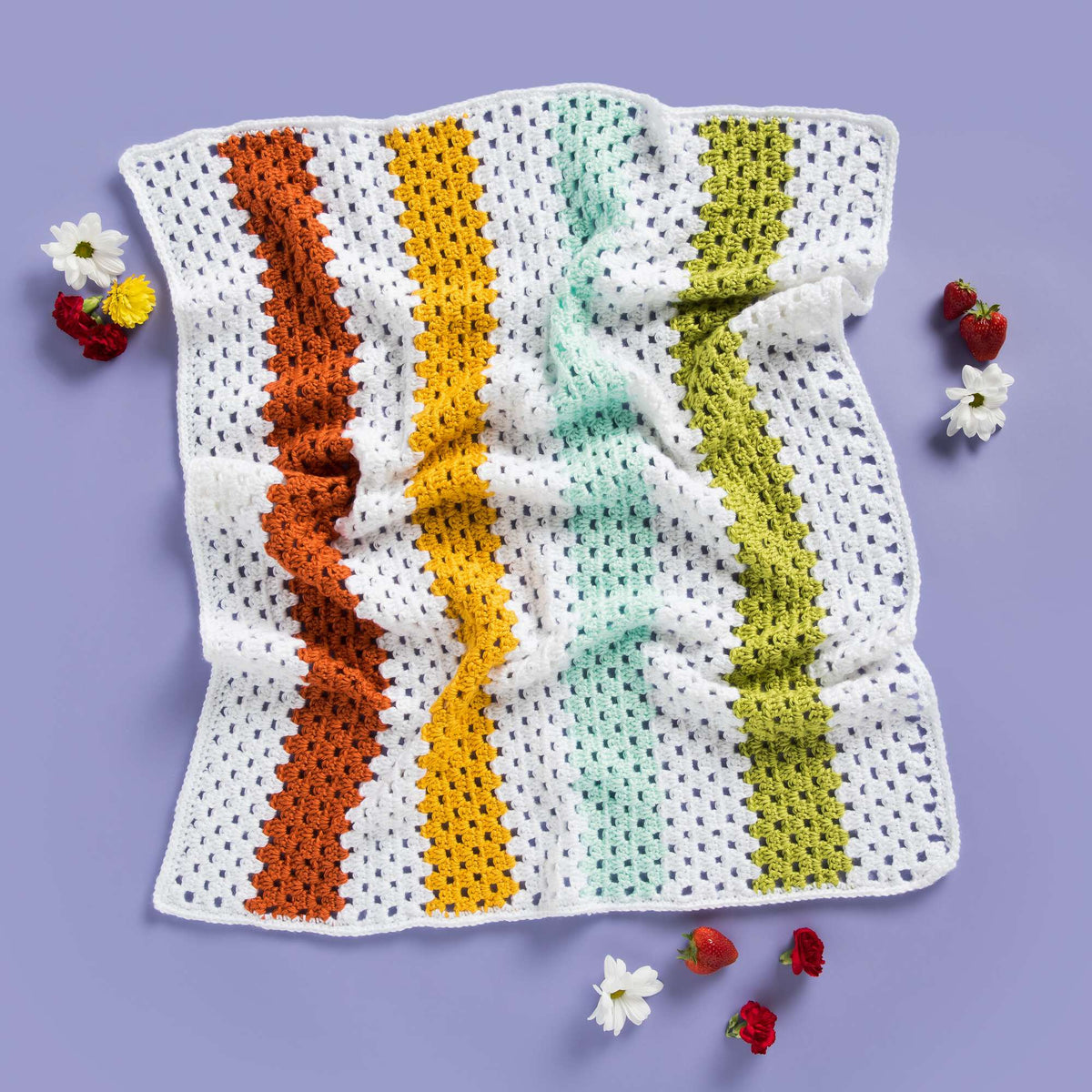 Caron Cheery Crochet Granny Stripes Baby Blanket Pattern | colors, Easy