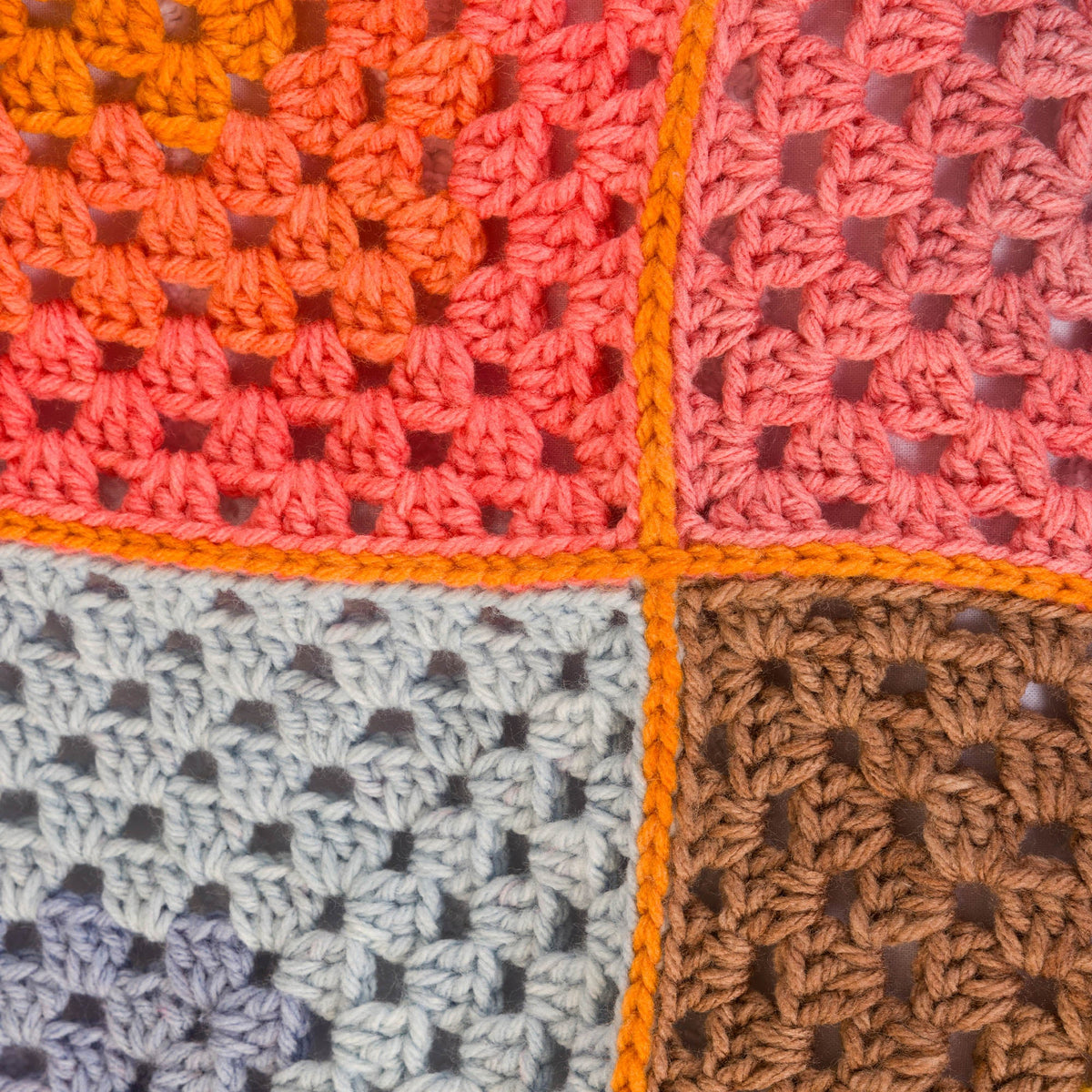Caron Crochet Quadrant Granny Blanket Pattern | texture, colorful