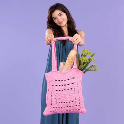 Caron Colorama Lacy Filet Crochet Tote Pattern | chain spaces, gift, beach