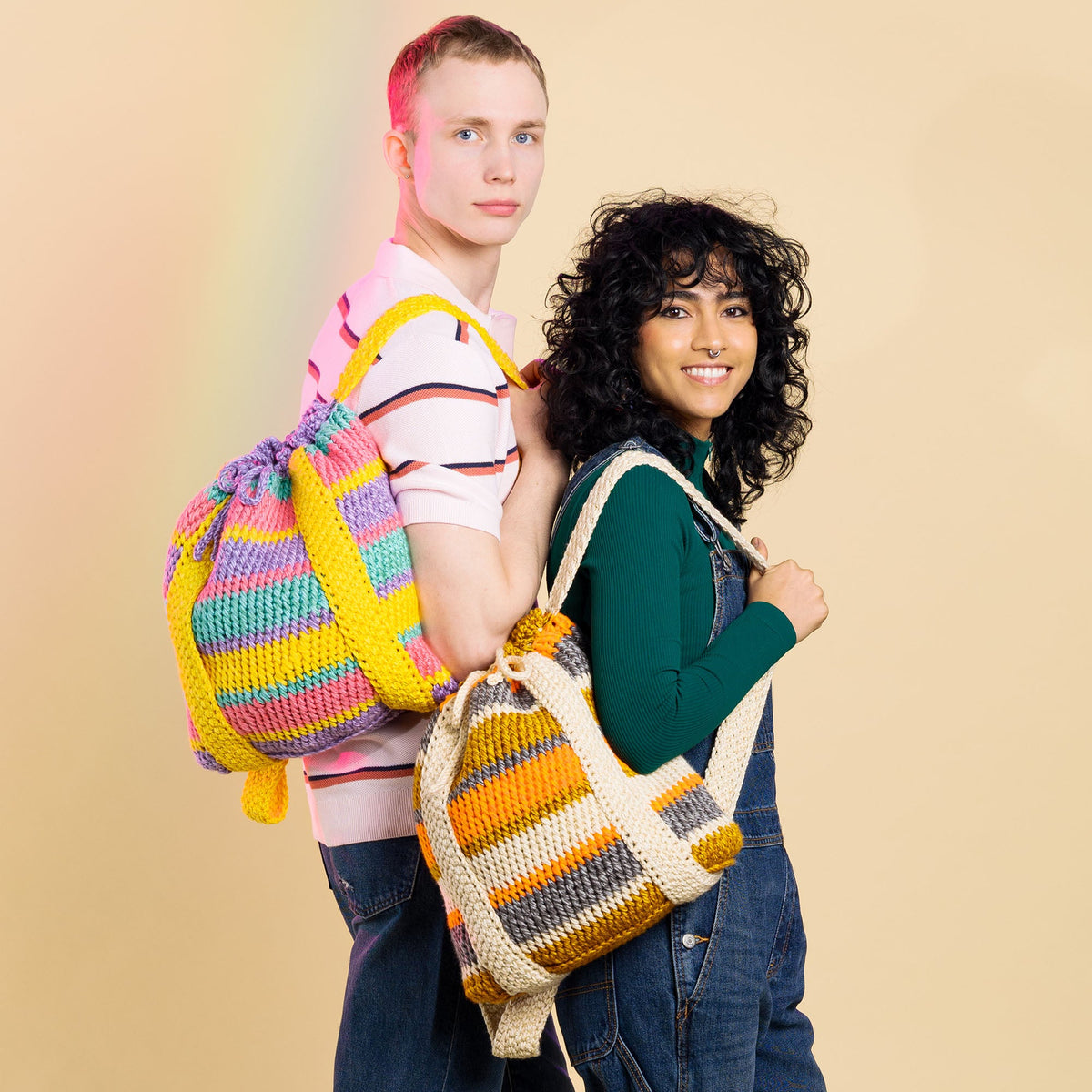Caron Montage Crochet Backpack Pattern | rounds, stripes, daily essentials