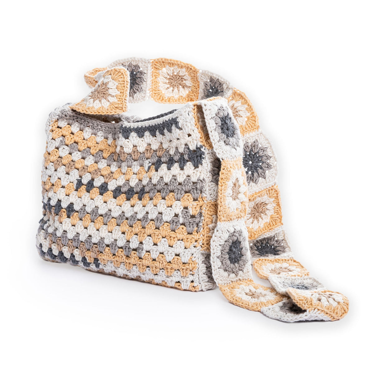 Caron Crochet Tie Top Tote Pattern | granny stitch, shades, motifs