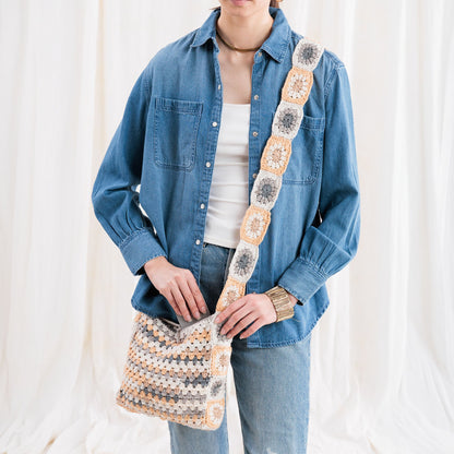 Caron Crochet Tie Top Tote Pattern | granny stitch, shades, motifs