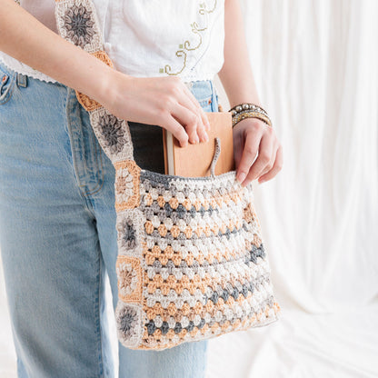 Caron Crochet Tie Top Tote Pattern | granny stitch, shades, motifs