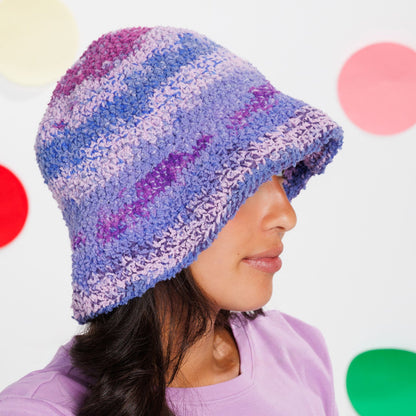 Caron Crochet Cozy Winter Bucket Hat Pattern | back loops, texture, colors