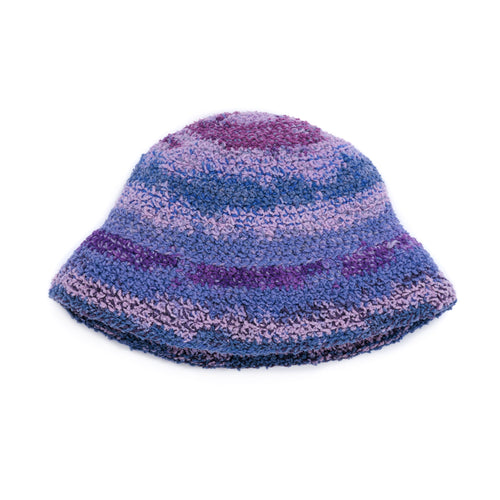 Caron Crochet Cozy Winter Bucket Hat Pattern | back loops, texture, colors