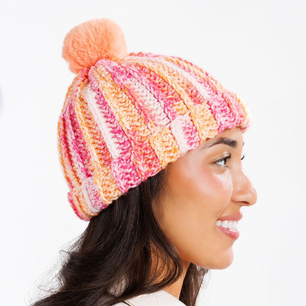 Caron Crochet Ribbed Hat Pattern | ribbing, self-striping, textured