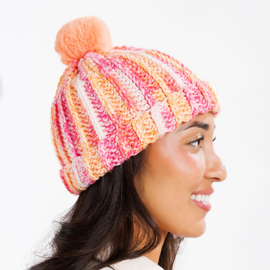 Caron Crochet Ribbed Hat Pattern | ribbing, self-striping, textured