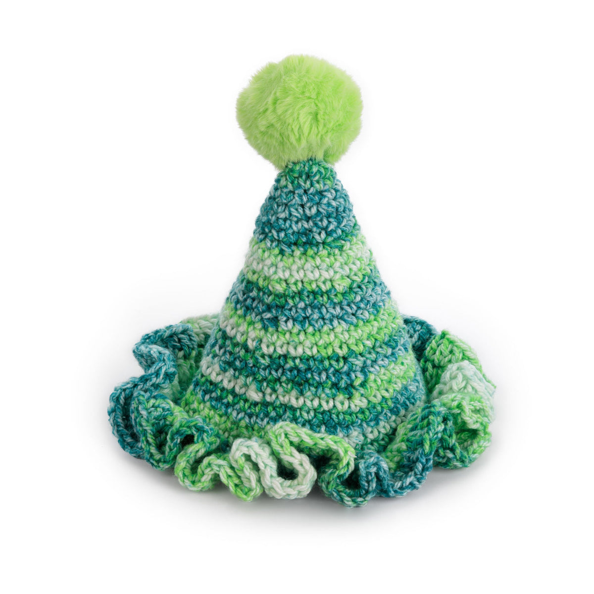 Caron Crochet Party Time Hat Pattern | decreases, continuous spiral, shades