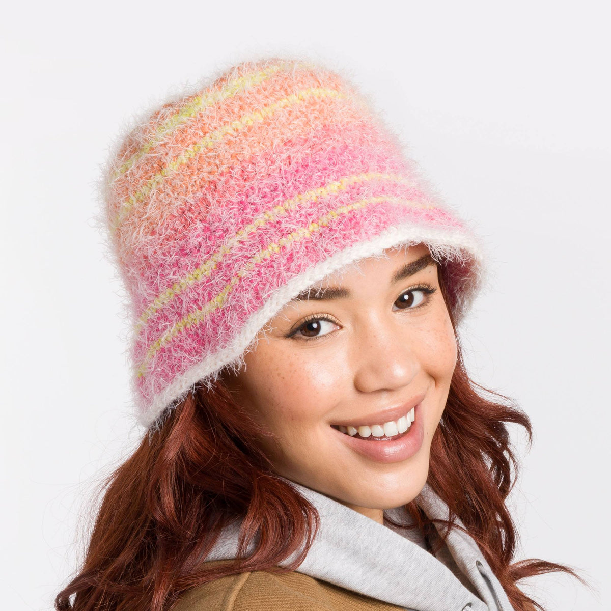 Caron Crochet Cold Weather Bucket Hat Pattern | increases, top down, rounds