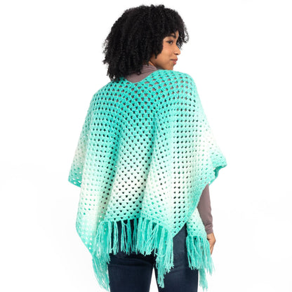 Caron Crochet Ethereal Gradient Ruana Pattern | granny stitch, fringe