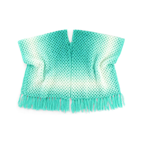 Caron Crochet Ethereal Gradient Ruana Pattern | granny stitch, fringe